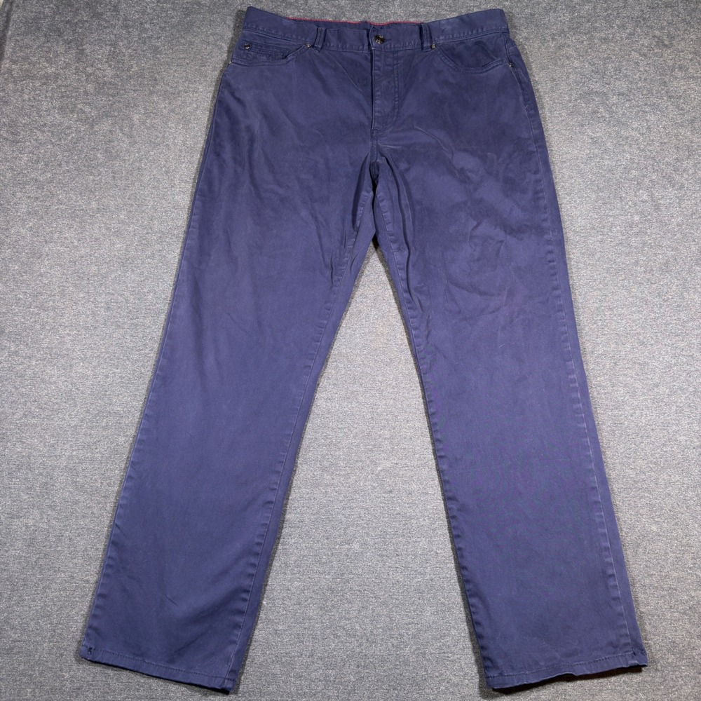 Johnnie-O Hugo Pants Mens 35x30 Blue Admiral Chino Stretch Cotton Straight